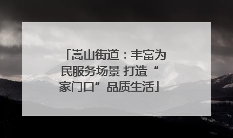 嵩山街道：丰富为民服务场景 打造“家门口”品质生活